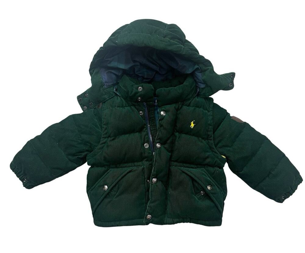 Polo Ralph Lauren Kid's Boy's Green Convertible Corduroy 2T Down Jacket Toddler